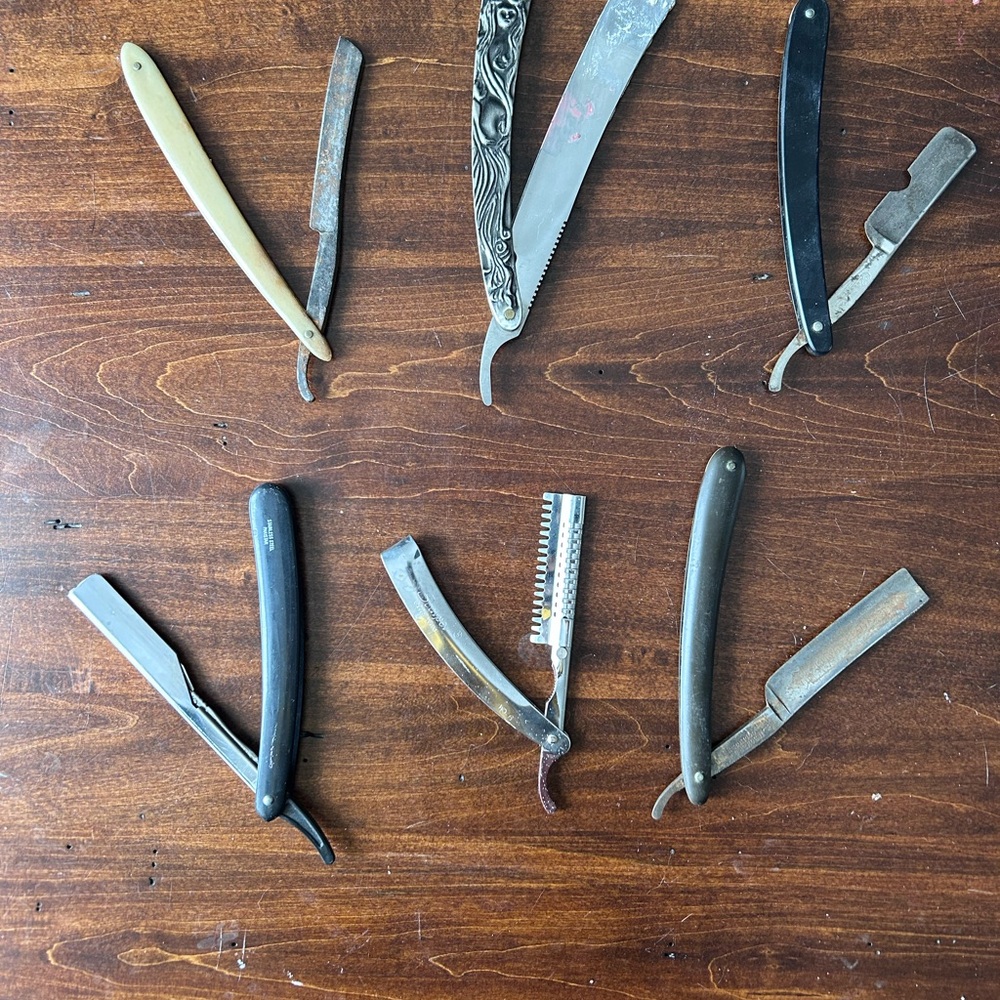 Vintage Straight Razor Set - Black, Brown, Cream